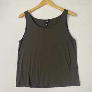 Eileen Fisher Gray Scoop Neck Tank Top Basic Rayon Lycra Size L